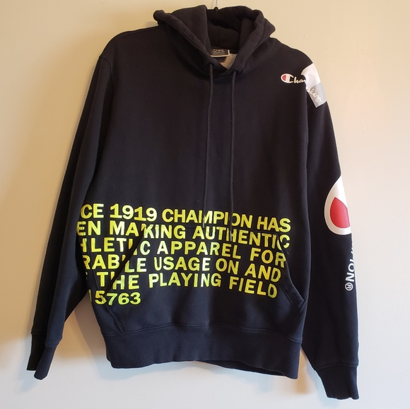 Champion 1919 Graphic Super Behind The Label Black Yellow Athletes Hoodie  XL - Picture 10 of 10